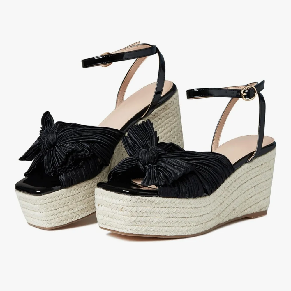 - Mattiventon Women's Espadrille Platform Wedge Sandals Pleated Bow Ankle …